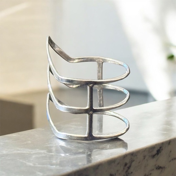 925 Silver multilayer V Ring Taxco, Mexico - Picture 8 of 14